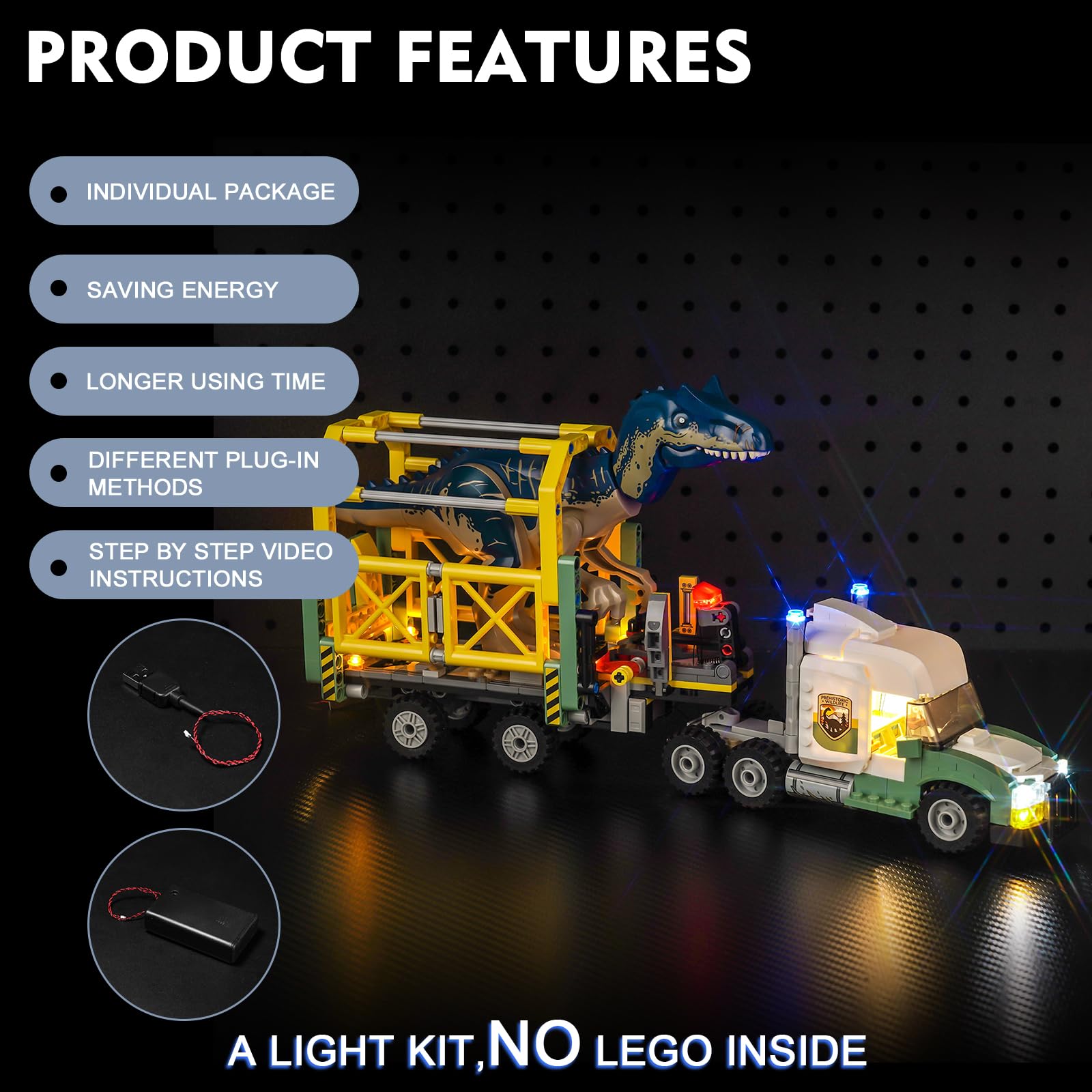 Led Light Set for Lego Dinosaur Missions: Allosaurus Transport Truck - Decoration Light for Action-Packed Toys - Image 4