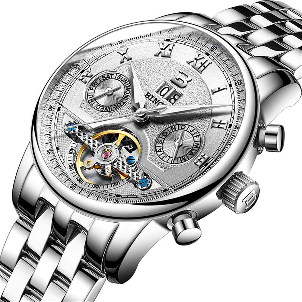 BINGER Brand Switzerland Sport Watch Men,Waterproof Japan Movement Tourbillon Mechanical Casual Wristwatch 8603,A