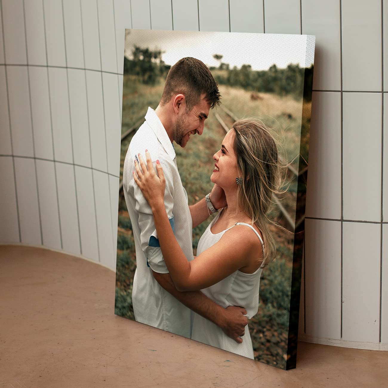 SNAP ART Personalized Photo to Canvas Print Painting Wall Art Print - Customize Your Photo v On Canvas Wall Art for Valentines Day, Wedding Gift,Birthday, Anniversary- Digitally Printed - 16x22 Inches