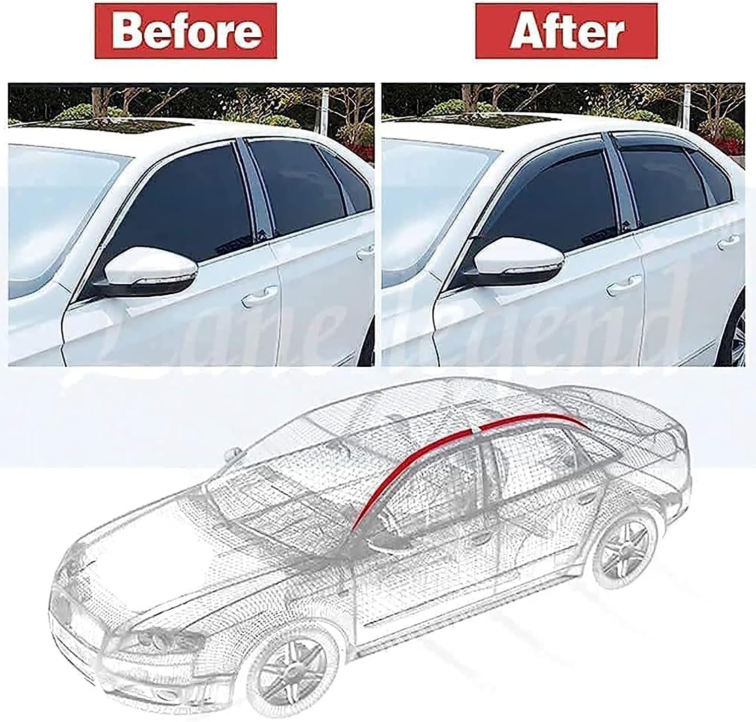 4 stuks Auto Windgeleiders voor Volvo V90 2018-2021, auto Zijruit