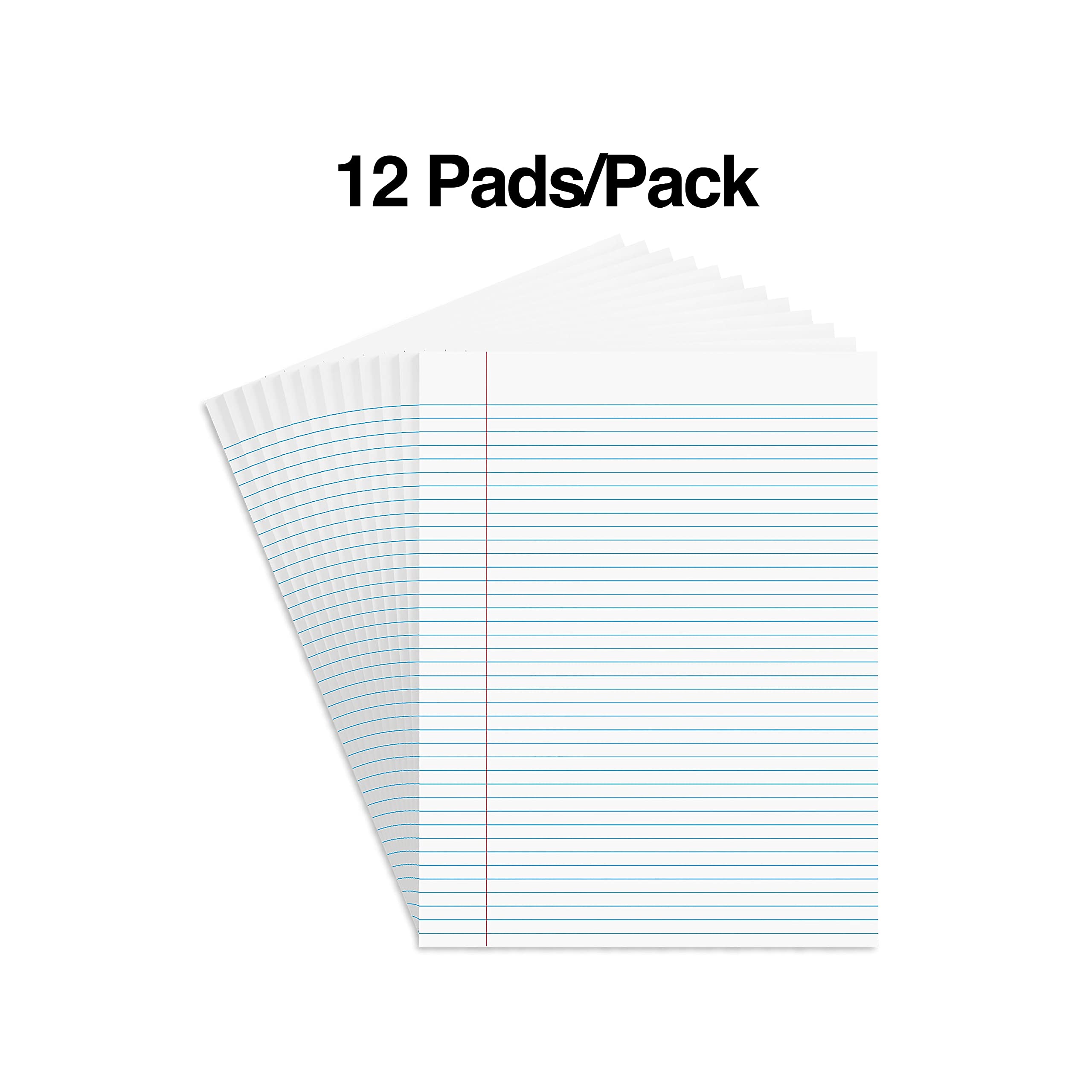 Staples Notizblöcke, 21,6 x 27,9 cm, schmal liniert, weiß, 50 Blatt/Block, Dutzend Blöcke/Packung (St57420)