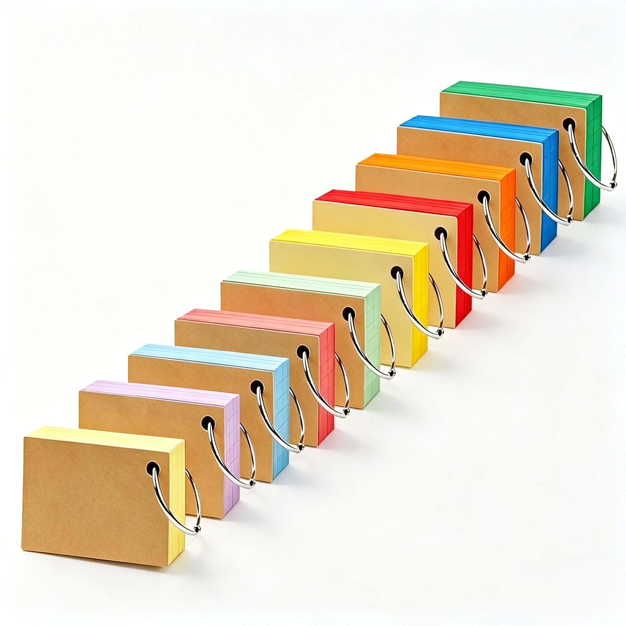 A8 Flash Cards with Rings 500 Pcs, Ruled Index Cards 10 Colors โ image 1