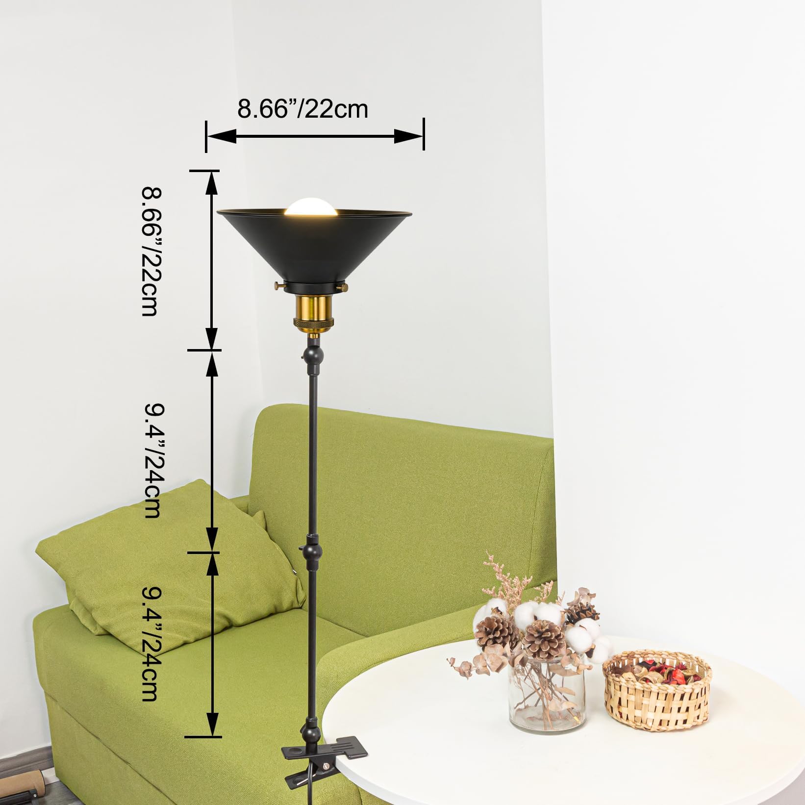 Industrial Klemmleuchte mit Fernsteuerung, Einstellbar Clip auf Schreibtisch Leselampe,Dimmbar Clamp Nachttischlampe mit Flexarm für Schreibtisch Nachttisch Regal-Schwarz TD0633