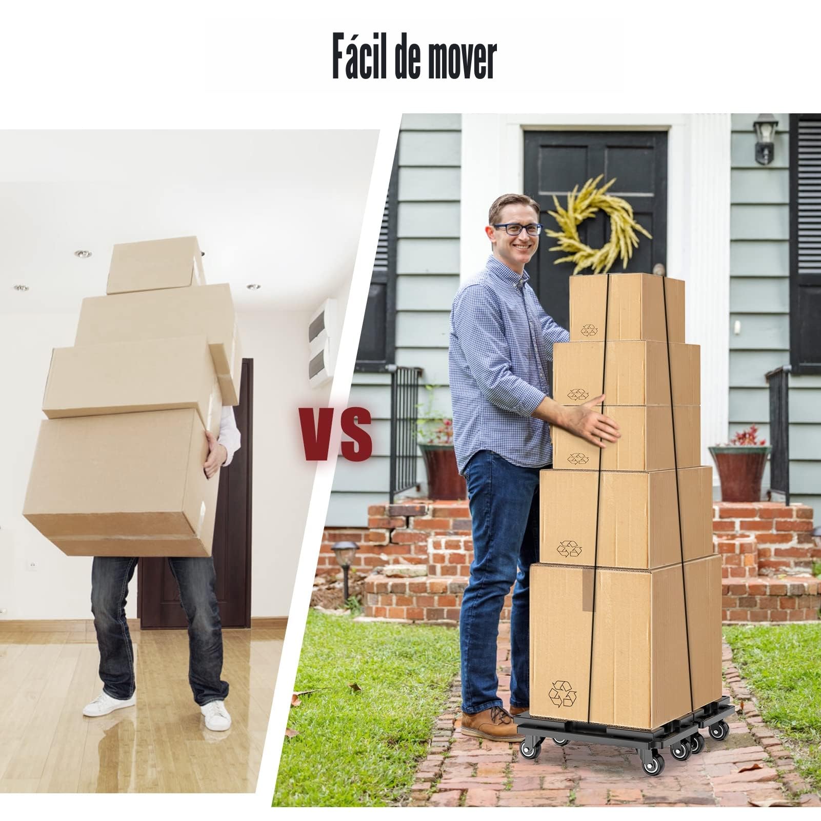 SOLEJAZZ Juego de ruedas para transporte, capacidad de carga de 200 kg, carro de transporte de muebles enlazable, ruedas para transporte de muebles, ayuda para mudanzas, Negro, 1 paquete