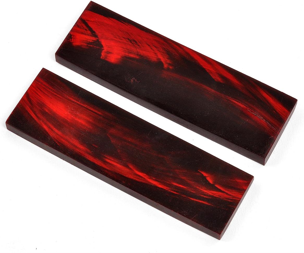 Dyed Red Water Buffalo Knife Handle Scales, 5" x 1-1/2" x 3/8" (Pair of 2)