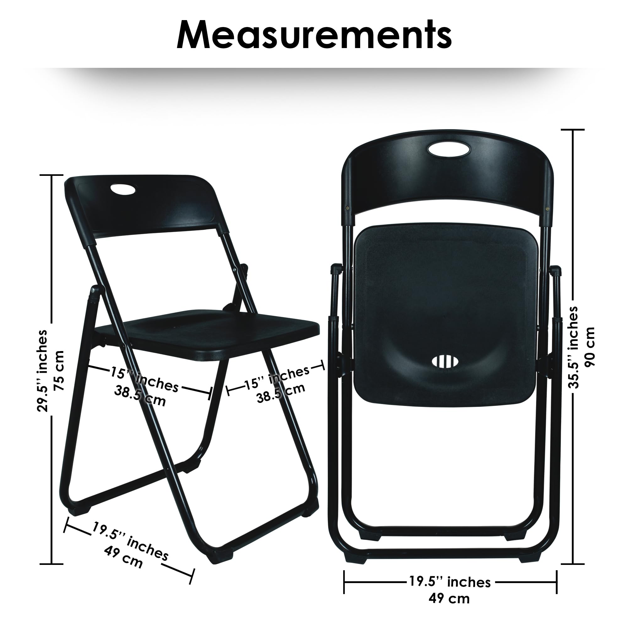 Story@Home Metal Folding Chair | Chairs for Home| Modern Light Weight Space Saver Simple Multi Functional for Living Room, Dining Room, School Chairs, playschool, Office, Home and Cafe (Black) 1