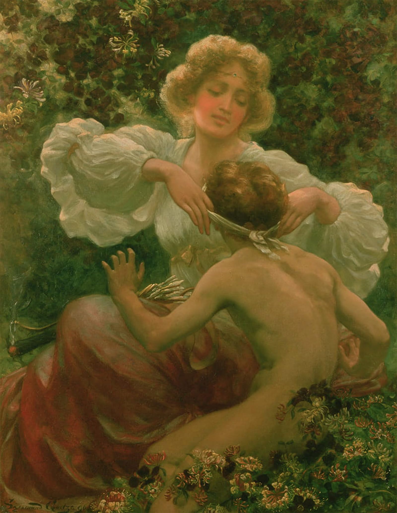 SERENDIPITP Vintage Picture Print on Canvas Wall Art Poster Love Is Blind by Sigismund Christian Hubert Goetze Artwork Print Poster for Wall Decor 60x90cm