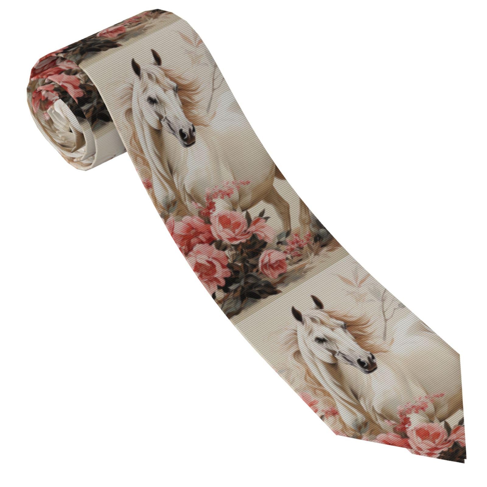 SMAZDFXX Horse Image Mens Ties Classic Silk Tie Formal Neckties Woven Jacquard Neck Ties