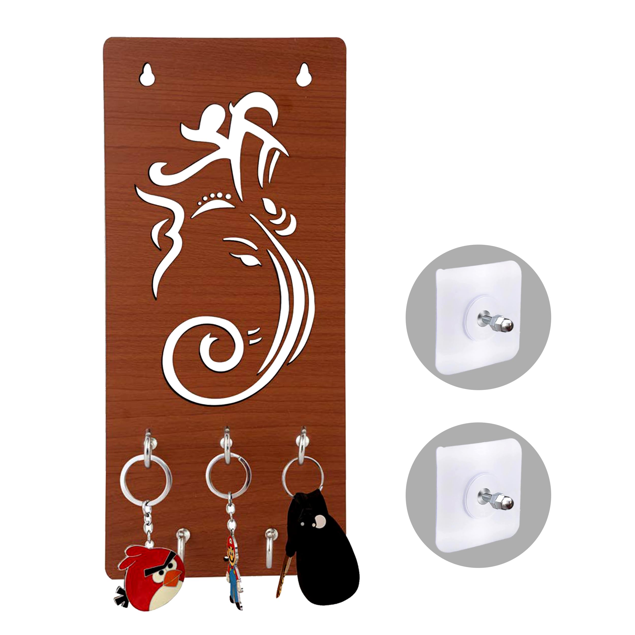 Sehaz Artworks Key Holder for Wall Stylish | Key Stand | Wooden Key Hanger | Key Chain Holders for Wall (5 Hooks, Shree Ganesh)-image-32