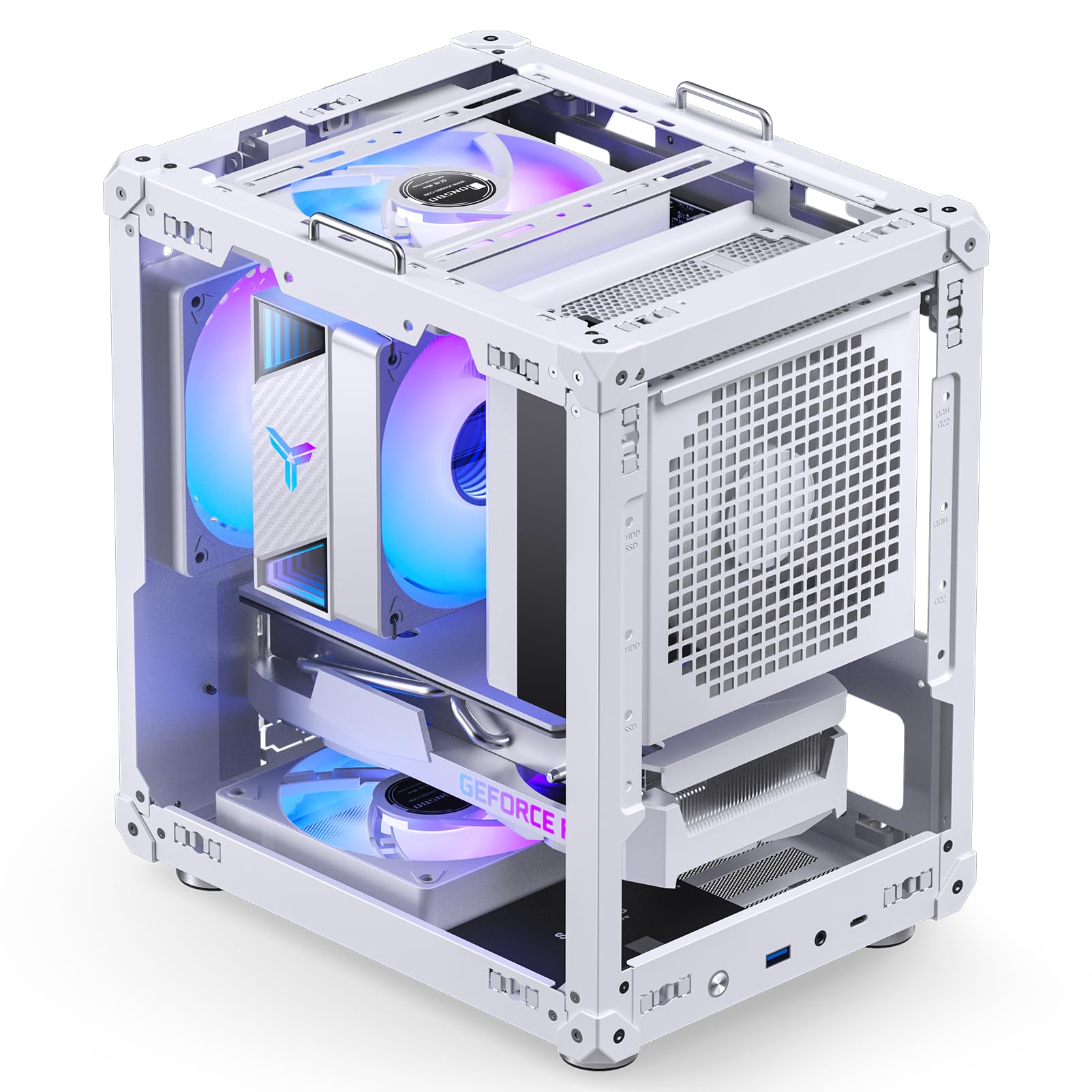 Amazon.co.jp: JONSBO C6-ITX ホワイト ミニ ITX ハンドル メッシュ PC 