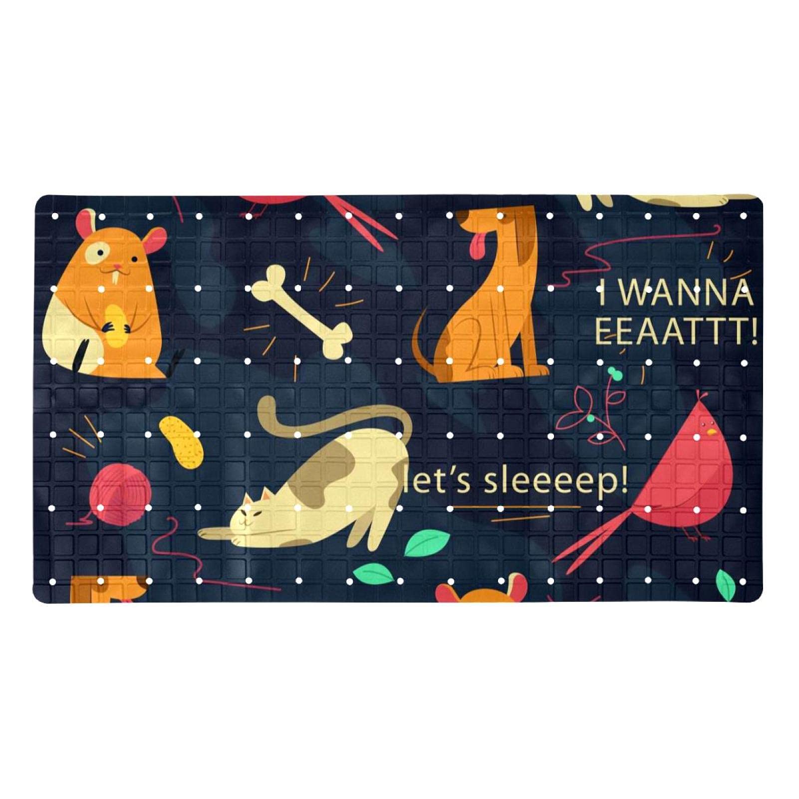 Tapis de salle de bain antidérapant 40x70 cm à ventouses avec motifs animaux colorés