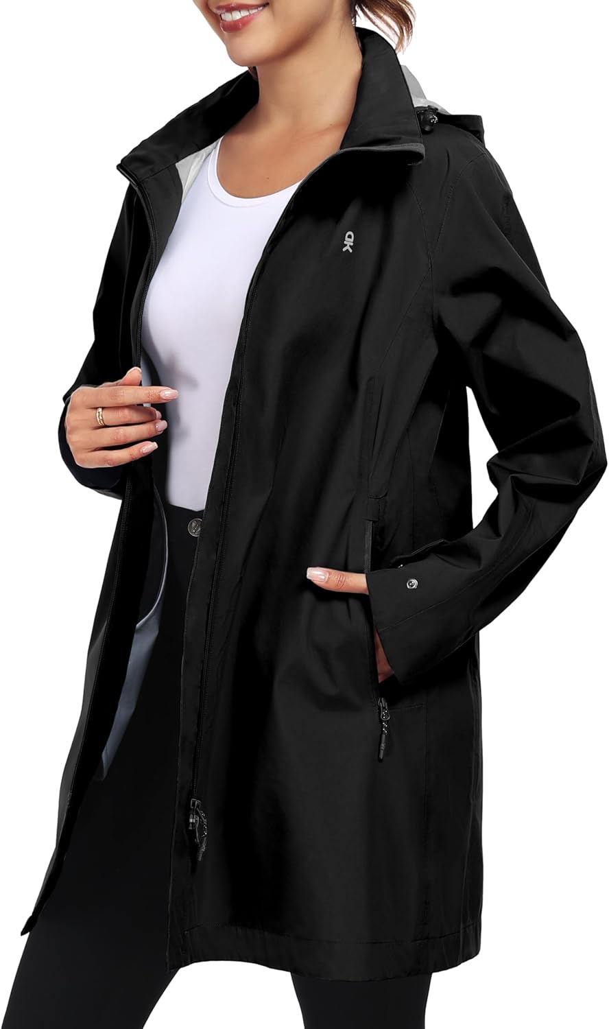 Little Donkey Andy Women's Waterproof Mid-Length Rain Jacket with Hood Windbreaker Coat for Hiking Travel - Image 2