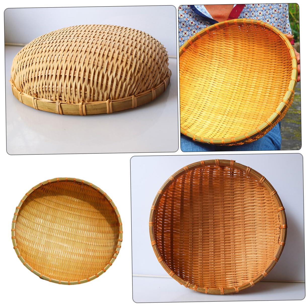 STOBAZA Draining Basket for Kitchen Organization Compact Vegetable Storage Holder Weaving Design for Food Preparation and Serving Rustic Style