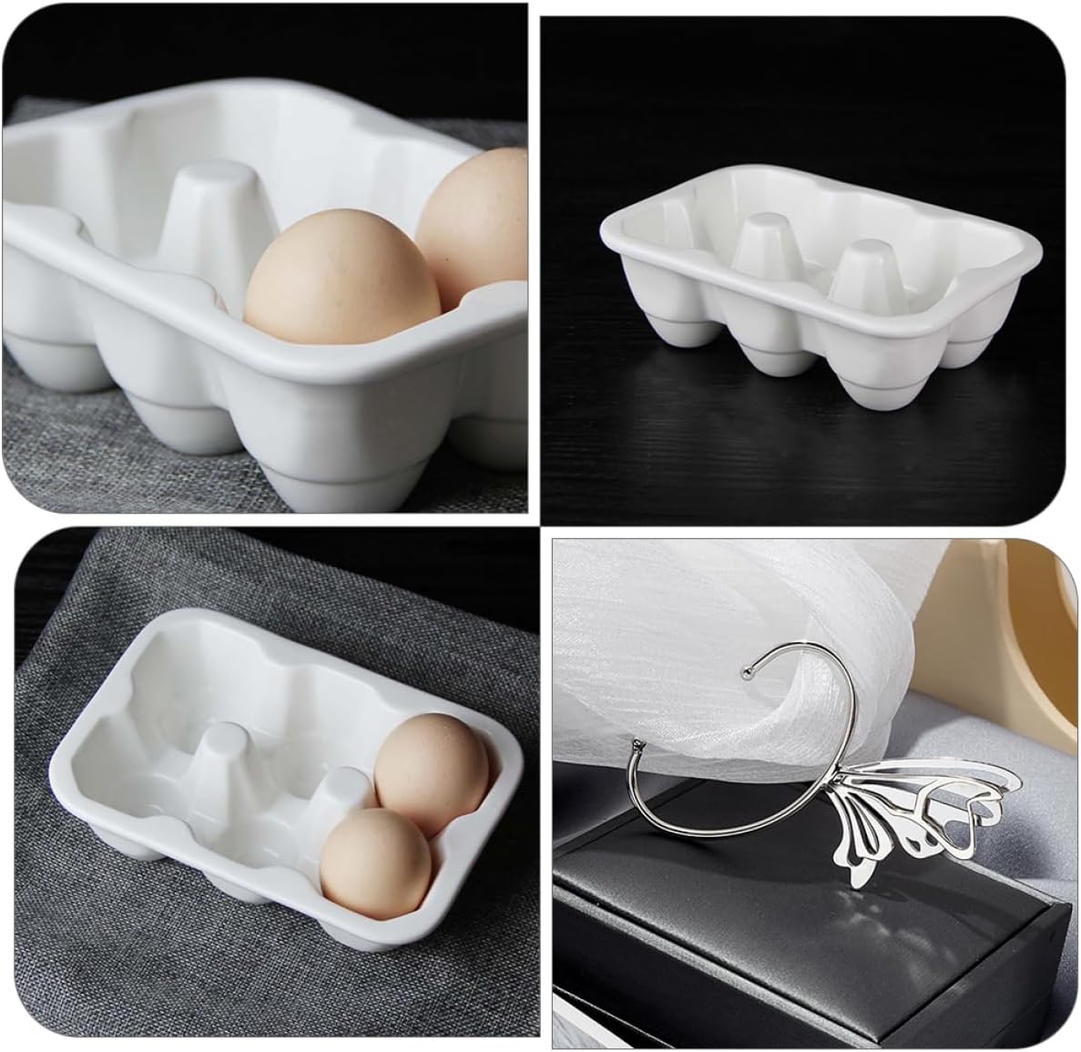 6grids Saving Container Holder for Refrigerator Groove Design Easy to Clean Kitchen Storage