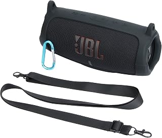Khanka Silicone Case+Shoulder Strap+Carabiner for JBL Charge 5 Portable Bluetooth Waterproof Speaker.(Silicone Cover)