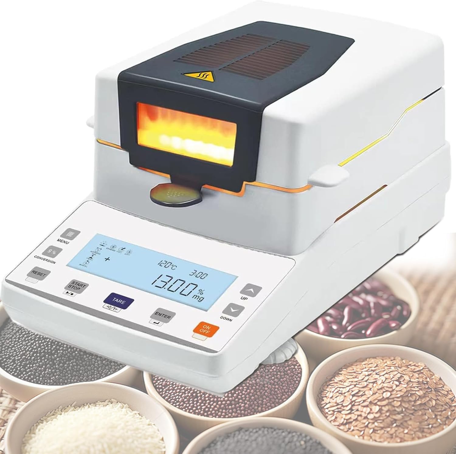 QINGHEDZSW Lab Moisture Tester, Halogen Moisture Analyzer, with LCD Display, 110g Measuring Capacity, 0.01g Readability, for Agriculture, Medicine, Plastic
