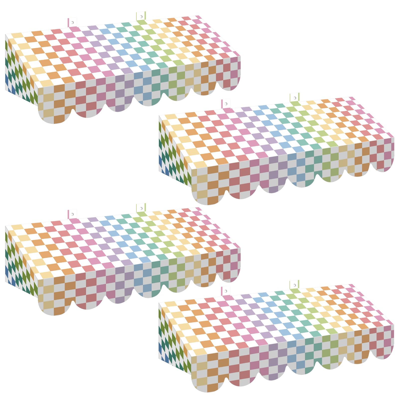 Tallew 4 Pcs 3D Cardboard Awning Wall Decor, Checkers, Pastel
