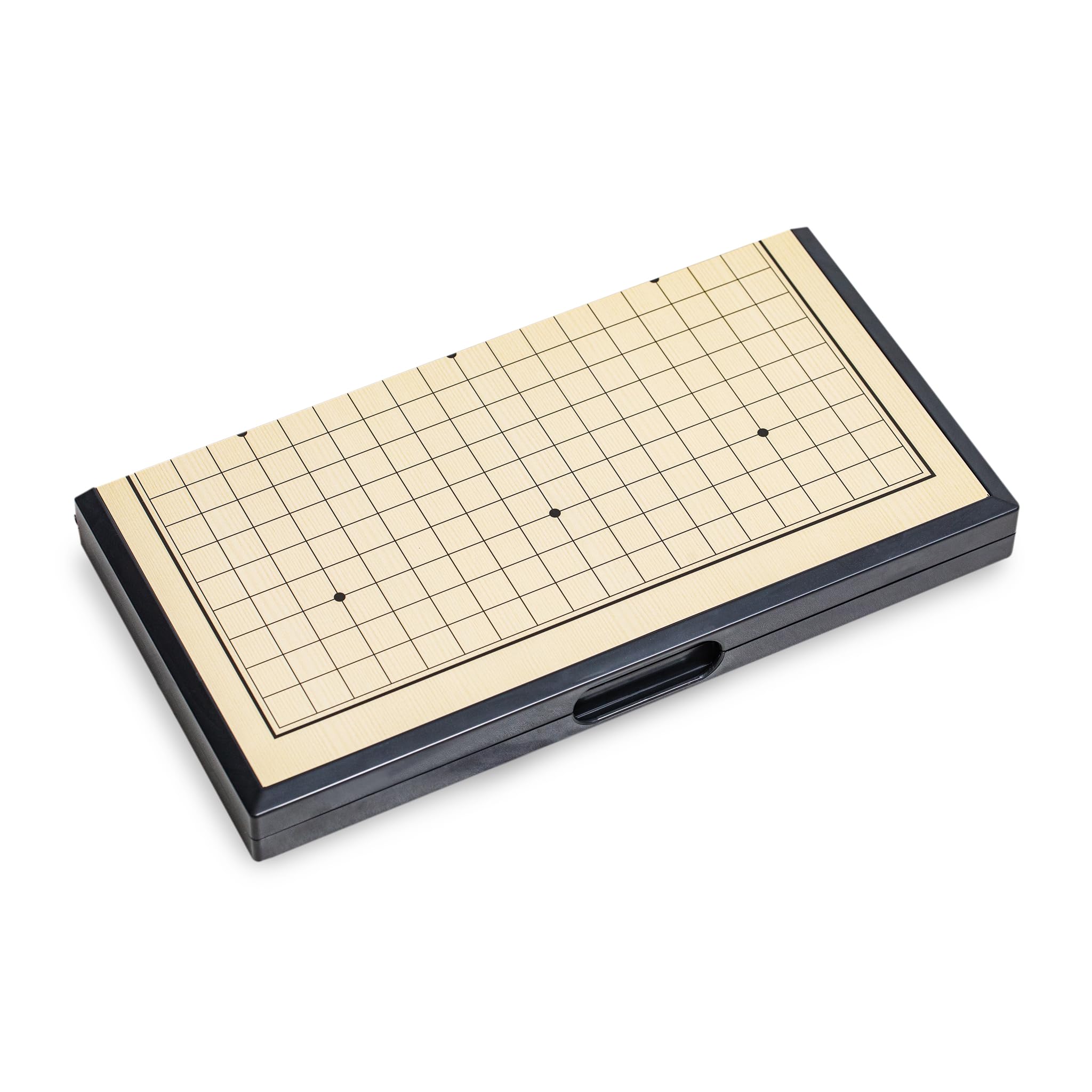 Black long Di fang Go Brettspiel, 27,9 cm (11 Zoll), faltbar, tragbar und für Reisen, (19 x 19 cm), strategisches magnetisches Brettspiel (Weiqi)