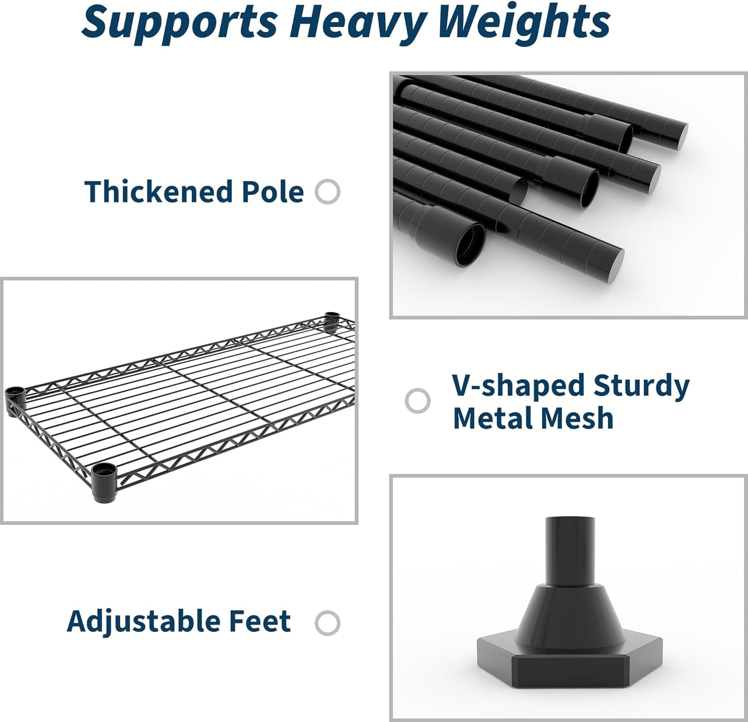 4 Tier Storage Shelving Unit Metal Shelves 70.8" W Wire Shelving, 59" H L-Shaped Pantry Shelves Kitchen Storage Shelves for Home Commercial Garage Heavy Duty, 70.8" W x 59.4" H x 15.7" D - Image 6
