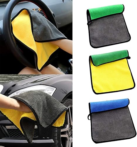 Miniatura 2 de Paños de limpieza, cuidado del automóvil, paño de secado de limpieza, pulido de cera, toalla de lavado de muebles de cocina, amarillo + gris