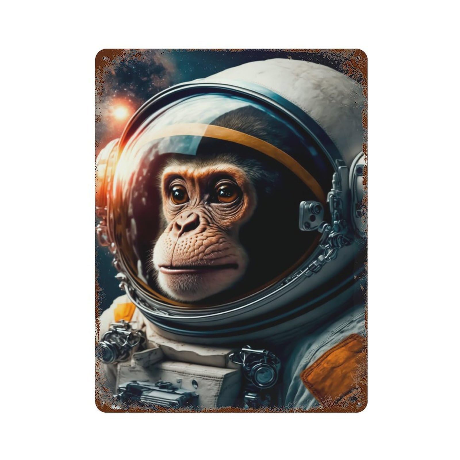 Vintage Metal Tin Sign Monkey 15.7"x11.8", Industrial Home Decor for Farmhouse, Kitchen And Entryway Decor