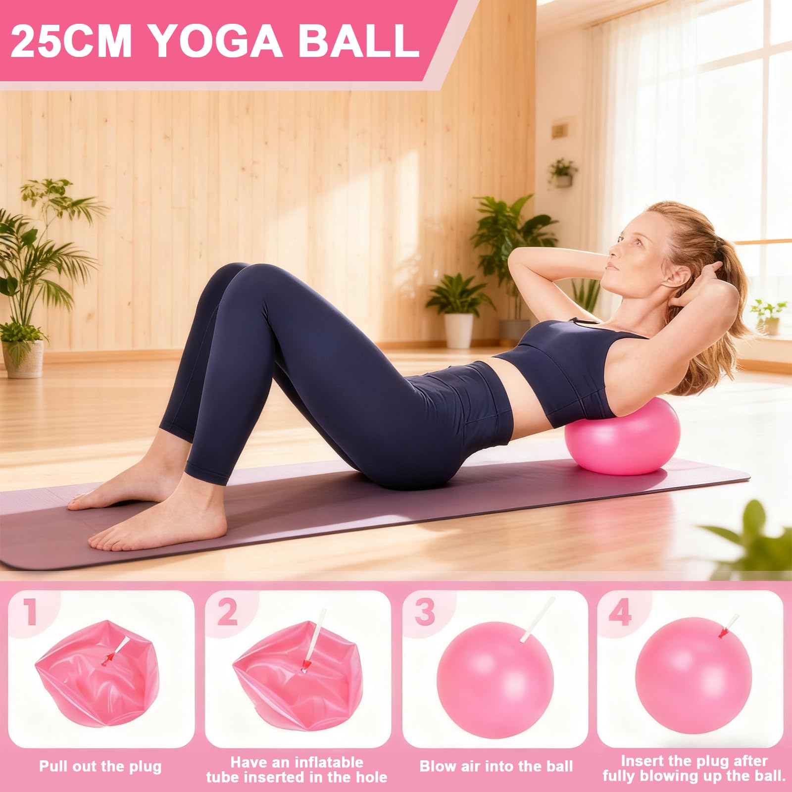 Kit Pilates, Anneau Pilates, Ensemble Fitness 13 Pièces avec Surface Texturée Anti-Dérapante, Incluant Ballon d'exercice Et 5 Bandes De Résistance, pour Entraînement Maison, Séance Studio