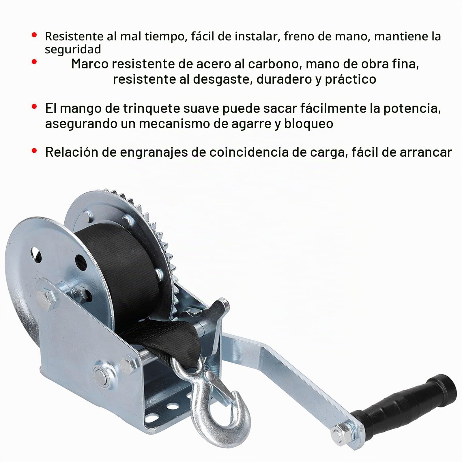 Cabrestante de Engranaje de Cable de Manivela de Alta Resistencia, 1200 Libras, Acero al Carbono, Herramientas de Elevación
