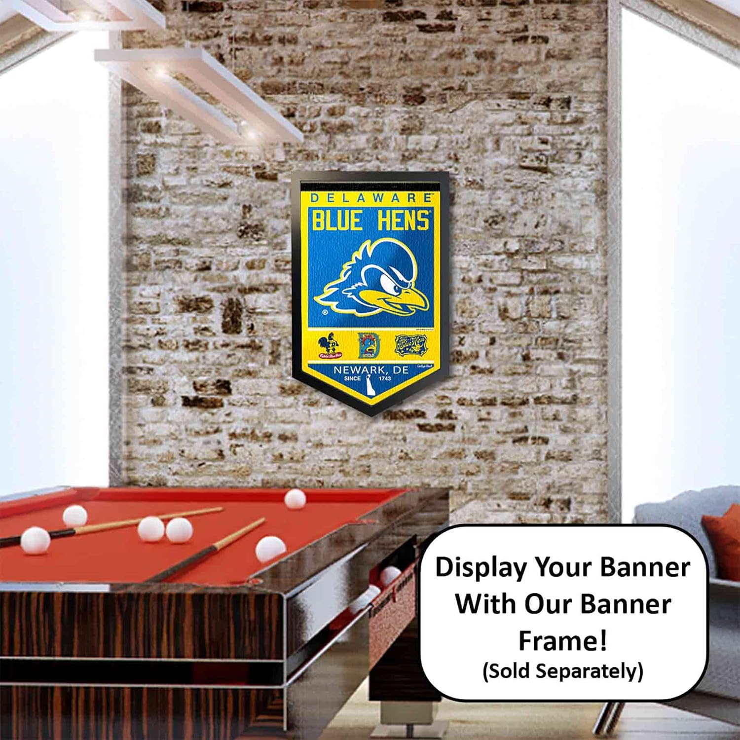 College Flags & Banners Co. Delaware Blue Hens Heritage History Banner Pennant - Image 5
