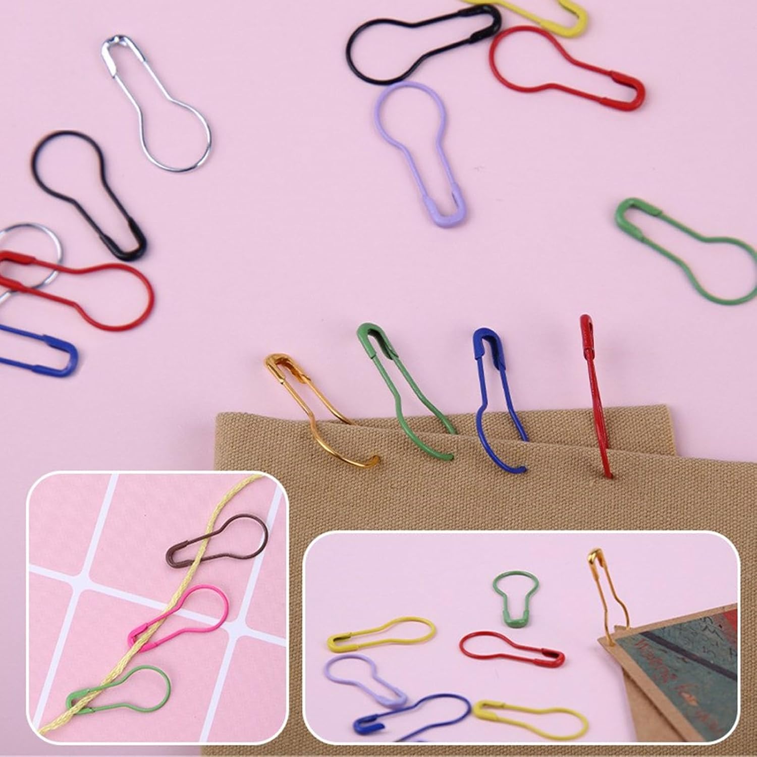 1200Pcs Knitting Safe Pin Metal Crochet Stiching Marker with 18 Large Eye Yarns Needle Teacher Essential
