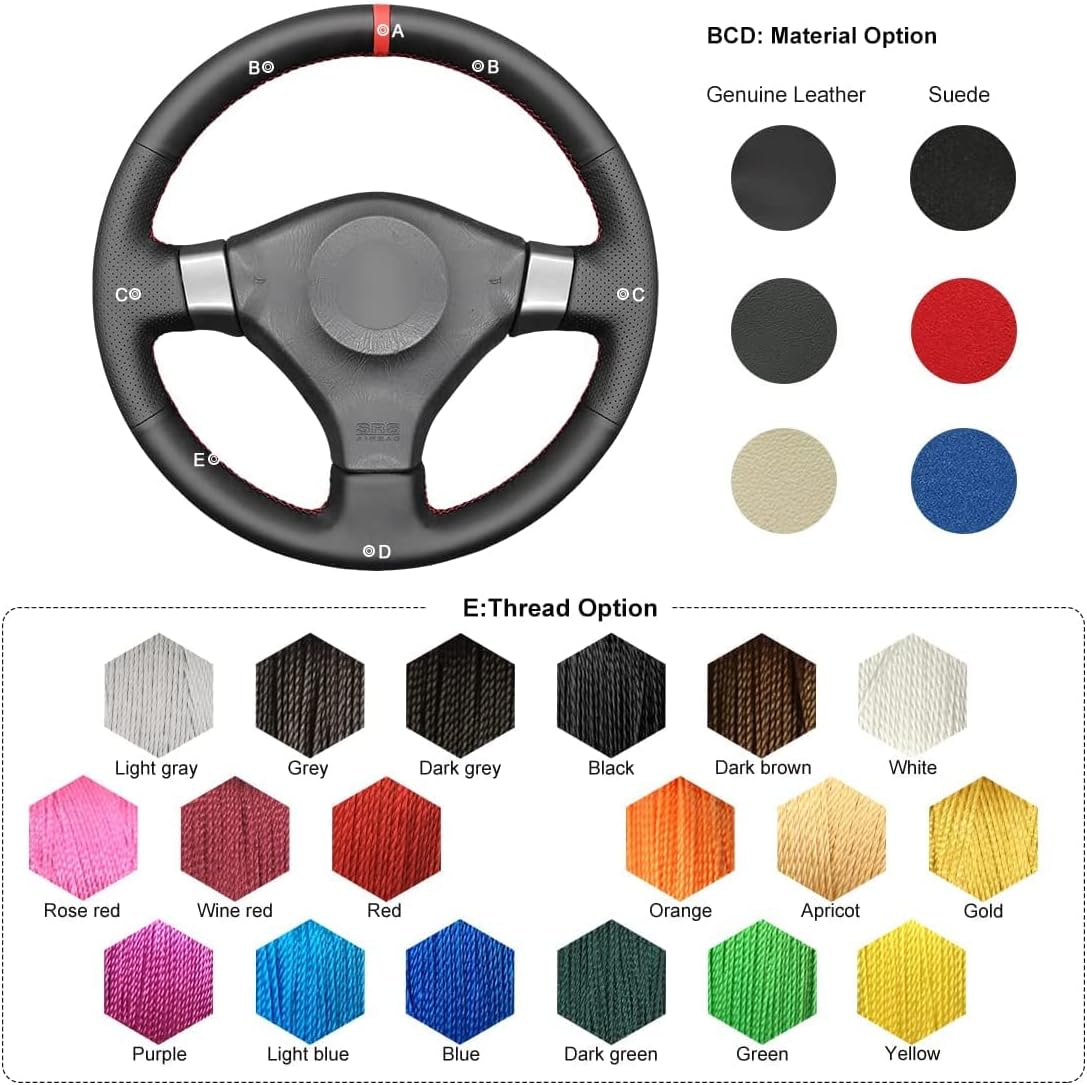 MEWANT Car Steering Wheel Cover for Nissan Skyline R34 GTR GT-R (BNR34) Customized Version Hand Stitch Made of Genuine Leather or Suede Car Steering Wrap