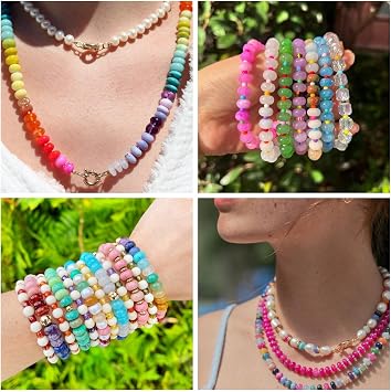 Rondelle Beads for Jewelry Making 5x8mm Natural Stone Beads 1 Strand 15.5inch Lentil Spacer Beads Rondelle Gemstone Bead Semi-Precious Stone Bead for Bracelet Necklace Crafts Watermelon