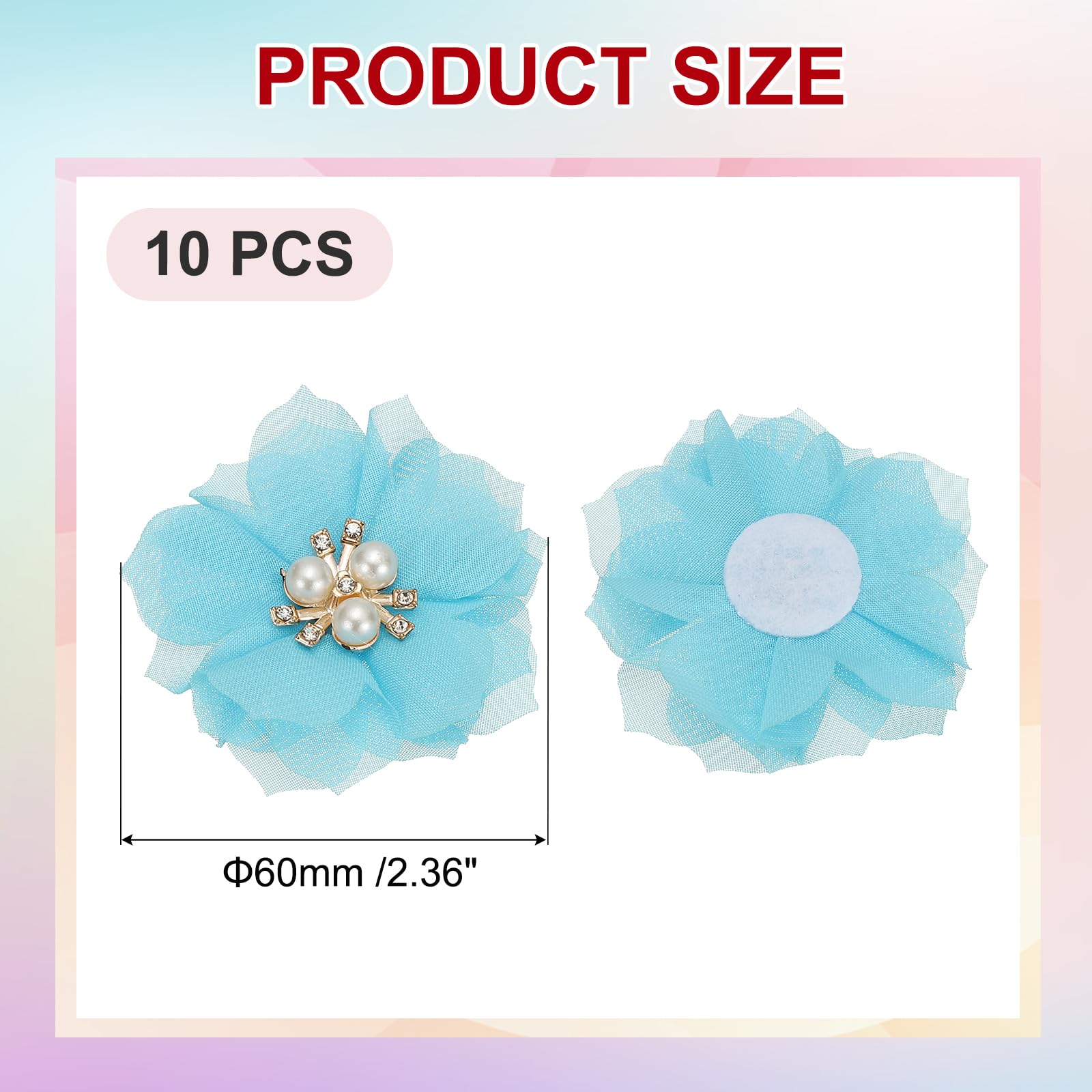 PATIKIL Fiore Chiffon con Perle e Strass da 2,36, 15Pz Fiori Artificiali da Damigella d'Onore, Boutonniere con Cappuccio, Spilla per Cerimonia Nozze, Blu Chiaro