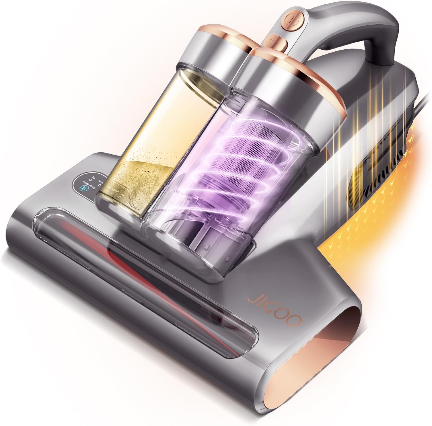 JIGOO Bed Vacuum Cleaner with Dust Sensor: 500 W 13 Kpa Mattress Vacuum Cleaner with UV & Ultrasonic and High Heating, Anti-Allergenic Powerful Handheld Bed Vacuums for Mattress (S300 Pro, Corded)