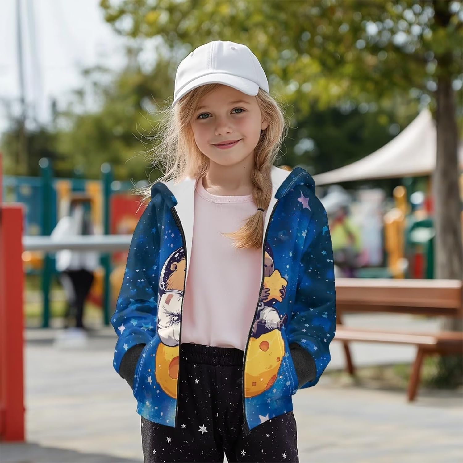 Girls Oversized Hoodie Kids Warm Comfy Full Zip Sweatshirt Fashion Long Sleeve Jacket with Pocket for School Sports