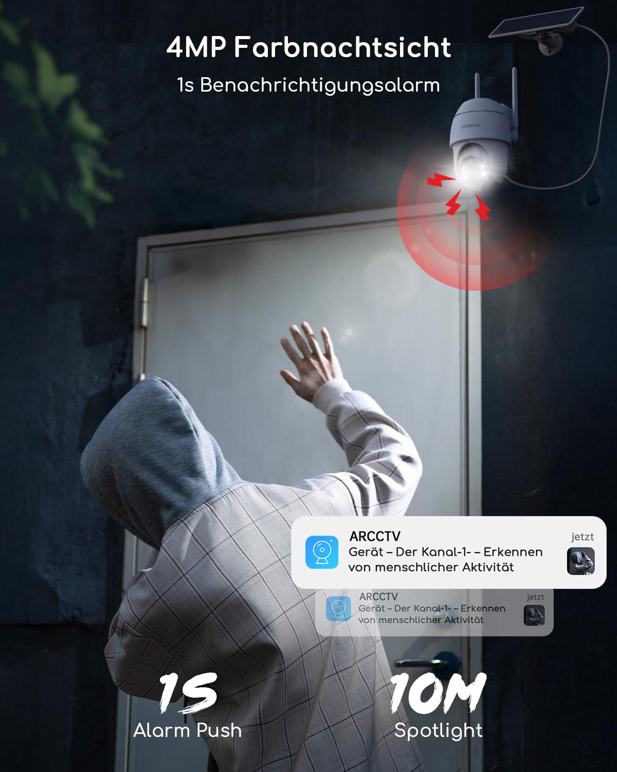 COOAU 4MP 5G&2,4G Überwachungskamera Aussen Solar Akku - 2er Kabelloses Set