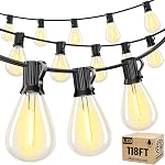 120FT LED Outdoor String Lights with 30+2 Edison Shatterproof Waterproof Bulbs, 2700K Commercial Grade Patio Lights, Heavy Duty Outside Hanging Outdoor Lights for Garden Porch Deck Decor
