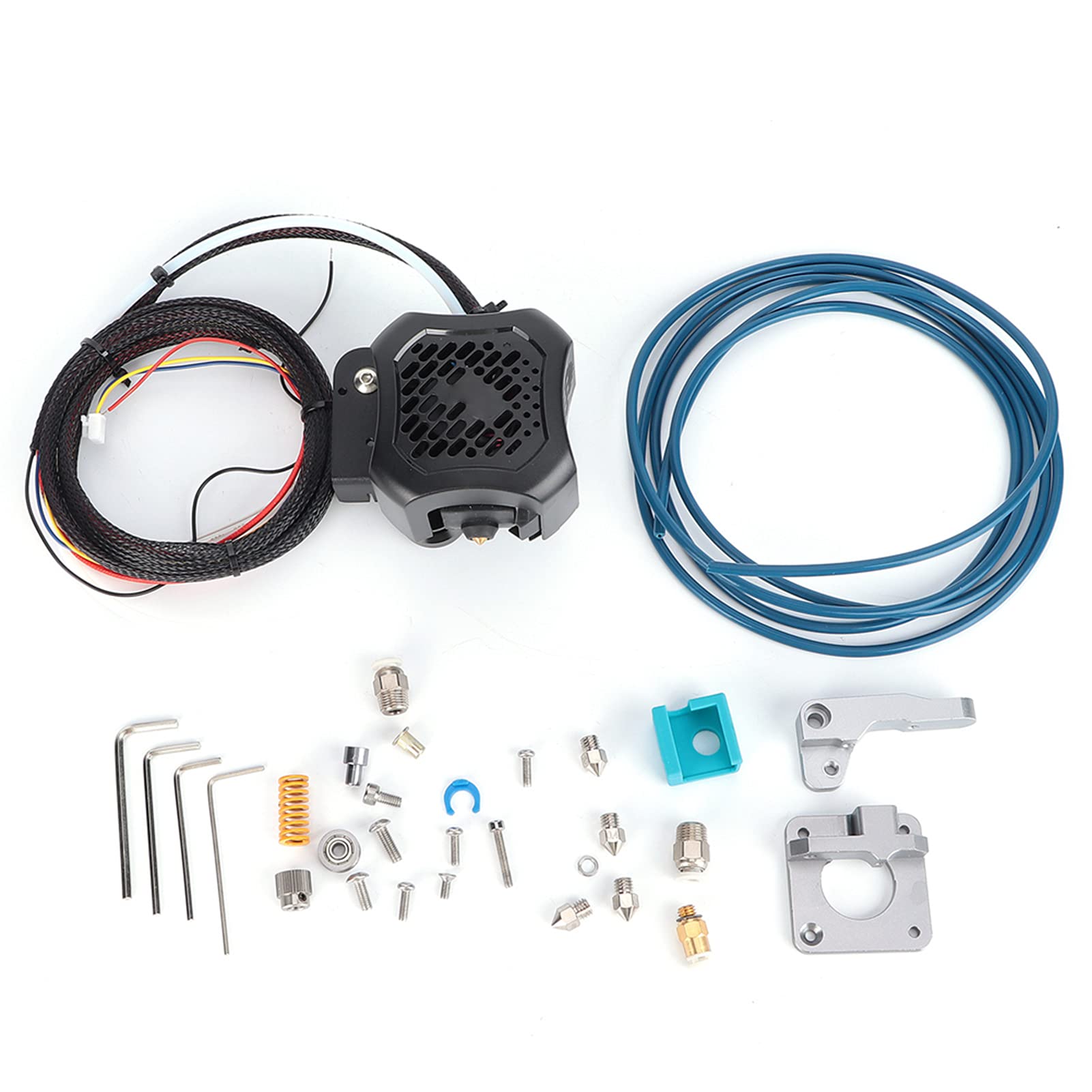 Aramox Kit Assemblato Estrusore Completo, Set Ugelli Estrusore in Ottone ABS in Lega di Alluminio, Tubo PTFE da 0,4 Mm DC24V Doppia Ventola Riscaldamento Raffreddamento per Utenti Stampante 3D Ender