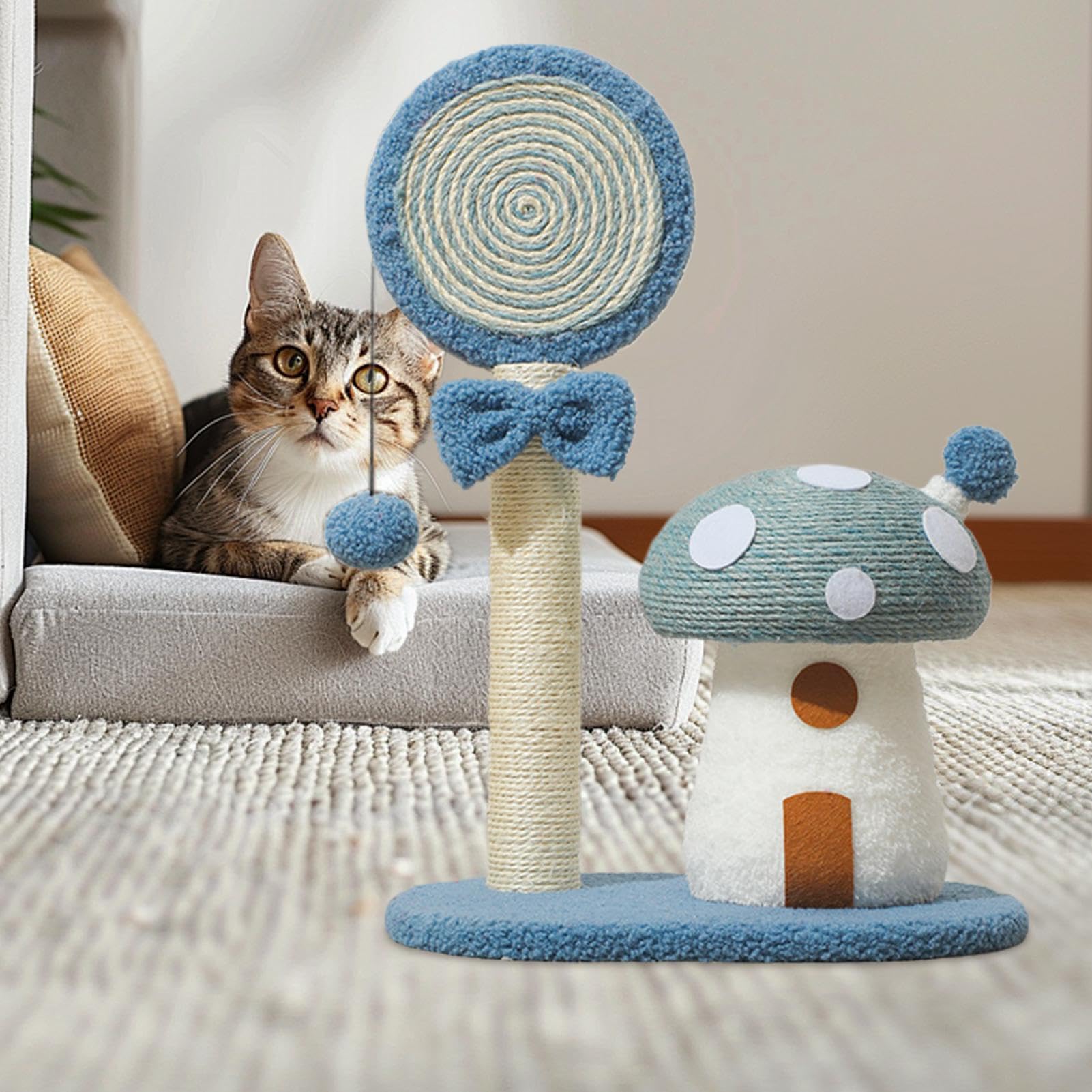 Arbre à Chat Planche en sisal, poteau griffoir, jouet interactif pour | Centre d'Activité Tour à Chat Griffoir Pour maison, dortoir, appartement, chambre, salon, balcon