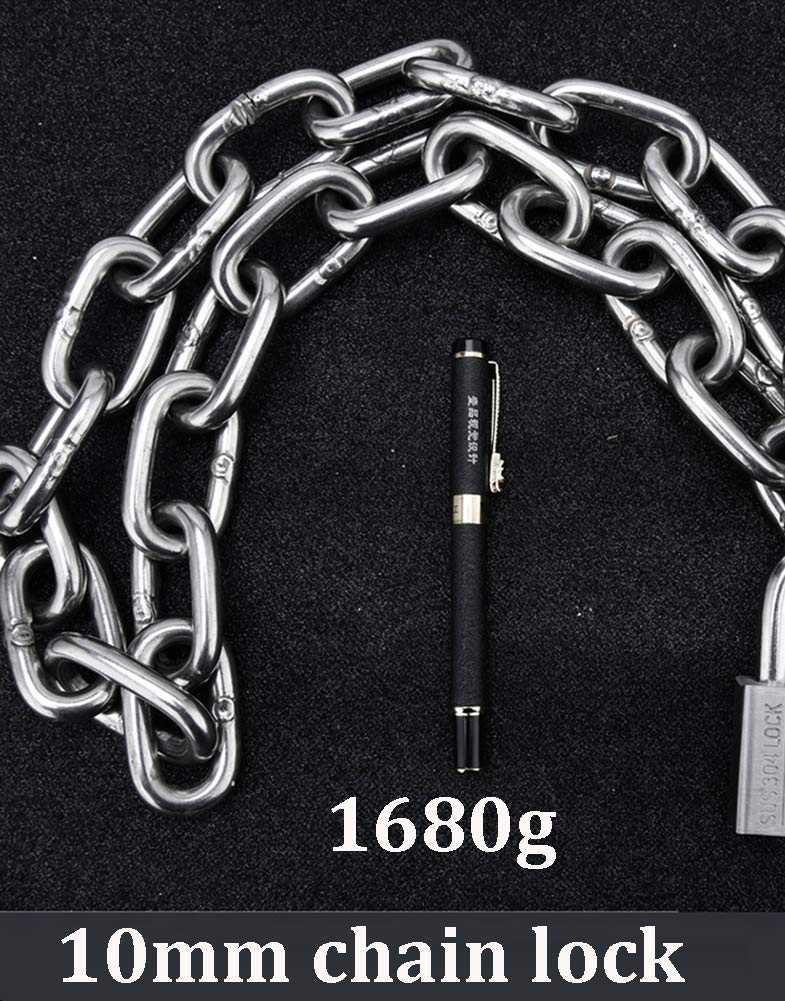 Lucchetto con 4 Chiavi, Catena in Acciaio Inossidabile Lunghezza 1 m, Spessore 10 mm, Utilizzato for il Blocco di Sicurezza della Recinzione Bicicletta del Magazzino, Dimensioni 50x68