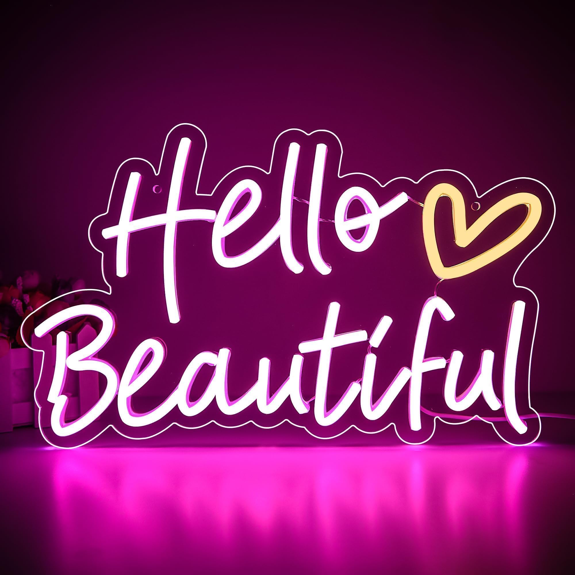 Hello Beautiful Neon Sign for Wall Decor LED Sign for Bedroom Dressing room โ image 1