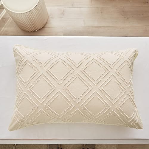 Miniatura 6 de Juego de ropa de cama de 4 piezas para niños pequeños, acolchado jacquard beige sólido, suave y bordado, diseño bohemio bohemio para bebés niños y