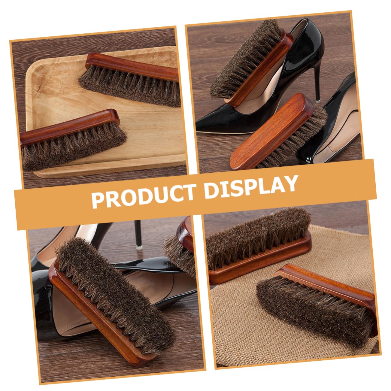 FOMIYES Cepillo De Madera para Pelo De Caballo Limpiador De Zapatos Cepillo para Pulir Zapatos De Limpieza De Cerdas De Pelo Kit De Limpieza De 2 Piezas x 4