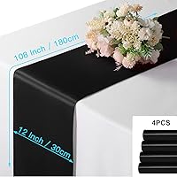 Vista 162 de Manyshofu 12Pcs Satin Orange Table Runner - 12 x 72 Inch Long Size, Party Table Runner Decor Bright & Smooth Wedding Decorations Table Runners for