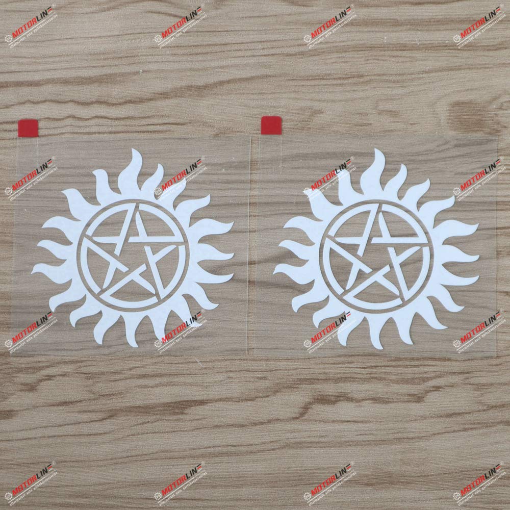 2X White 4'' Pentagram Wiccan Wicca Pagan Star Decal Sticker Car Vinyl