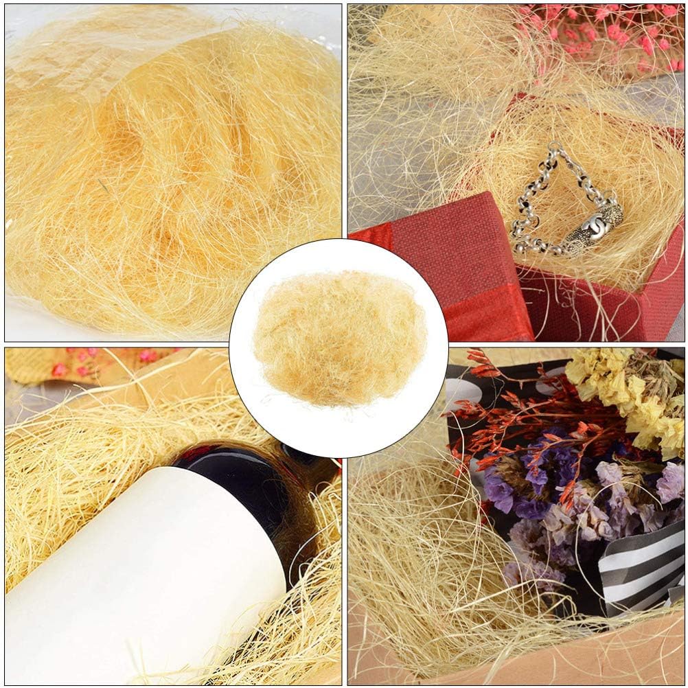 POPETPOP Flexible Jute Box Filling Material for Wedding Decor Accessories Natural Raffia Grass Stuffing for Craft Boxes Presentation and Event Decoration Per Pack