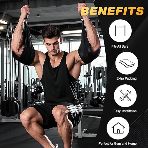 Miniatura 2 de Correas para abdominales para barra de dominadas correas colgantes para abdominales para dominadas y brazos, soporte de entrenamiento para