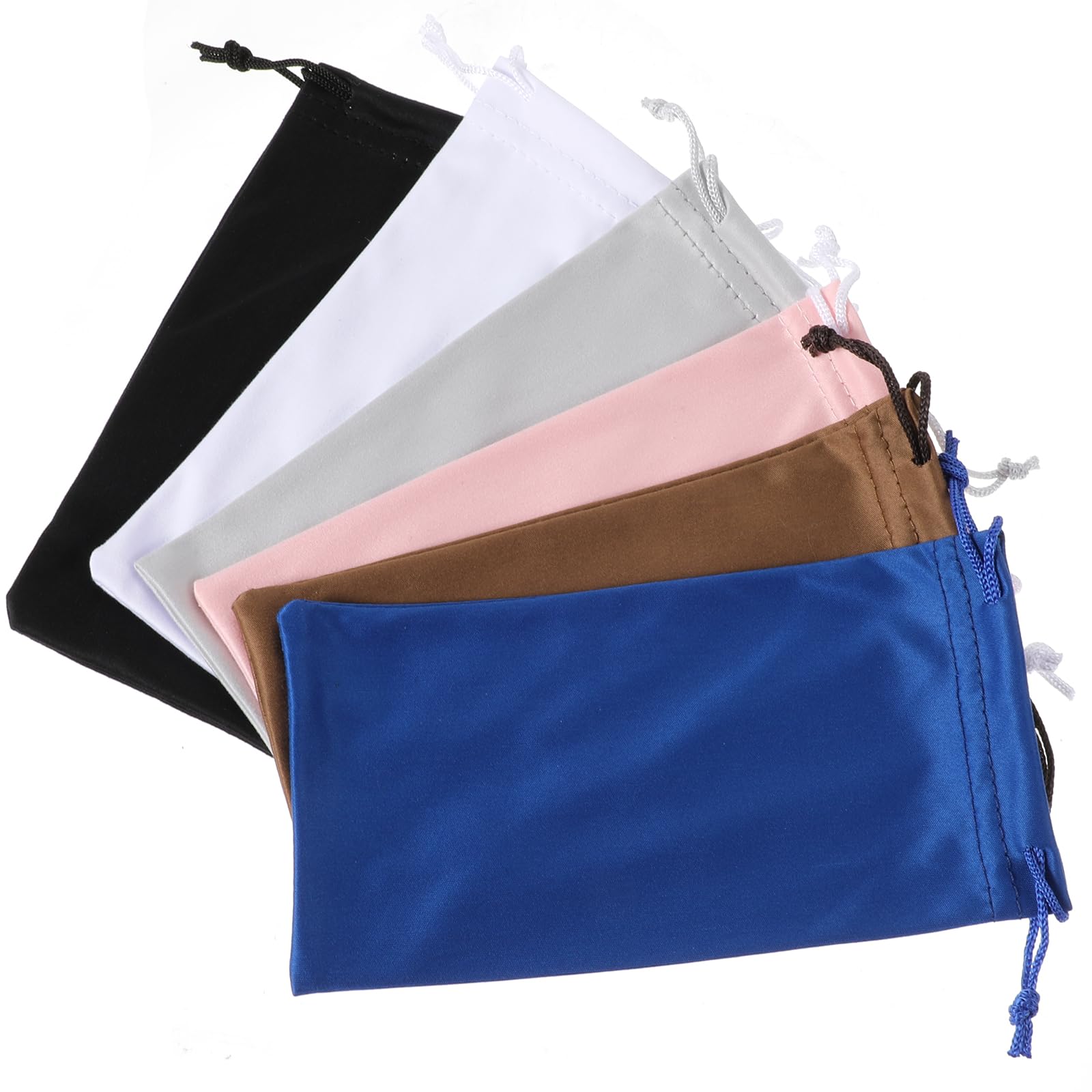 Tucnoeu 6Pcs Glasses Pouch Microfiber Soft Sunglasses Pouch Eyeglass Pouch With Drawstring Assorted Colors for Men & Women
