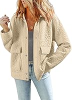 Dokotoo Women's Casual Long Sleeve Jacquard Shacket Jacket: Trendy Button-Down Collared Coat with Pockets for Fall Winter