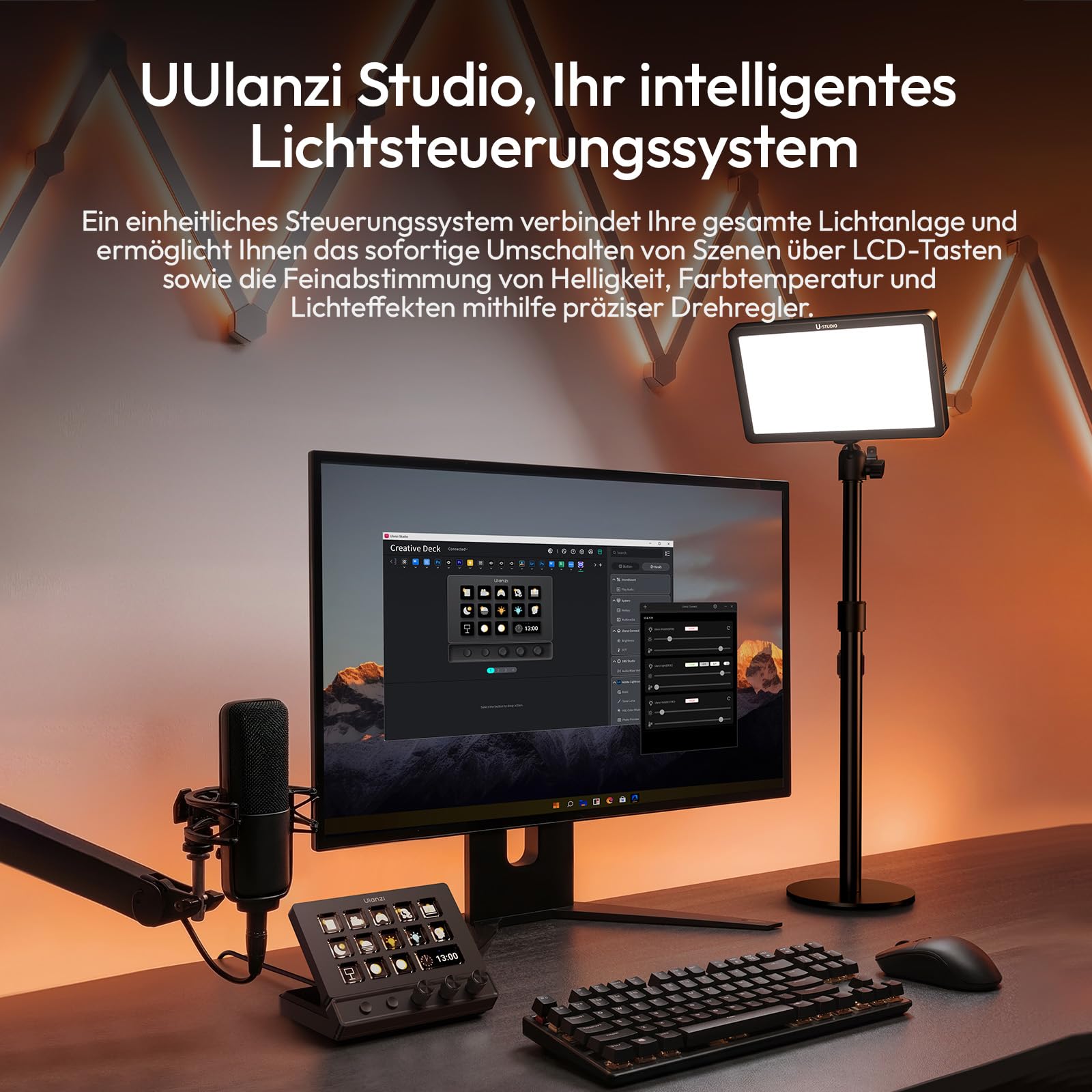ULANZI D200X 8-in-1 Stream Controller mit 3 Drehknopf 14 LCD-Makrotasten, Streamdeck mit USB-C Dockingstation, 4K HDMI, Audioanschluss, kompatibel mit Mac/Windows, für OBS/Streaming/Editing/Fotografie