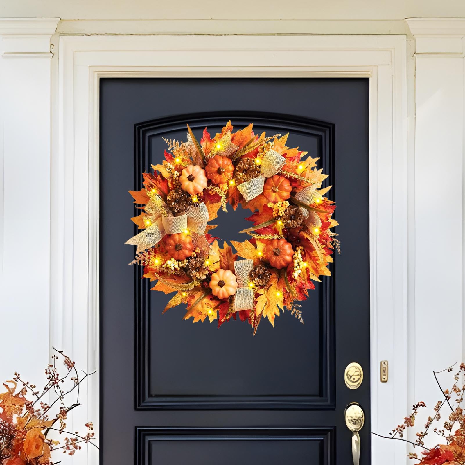 Ghirlanda autunnale raccolto foglie d'acero bacche 45 cm